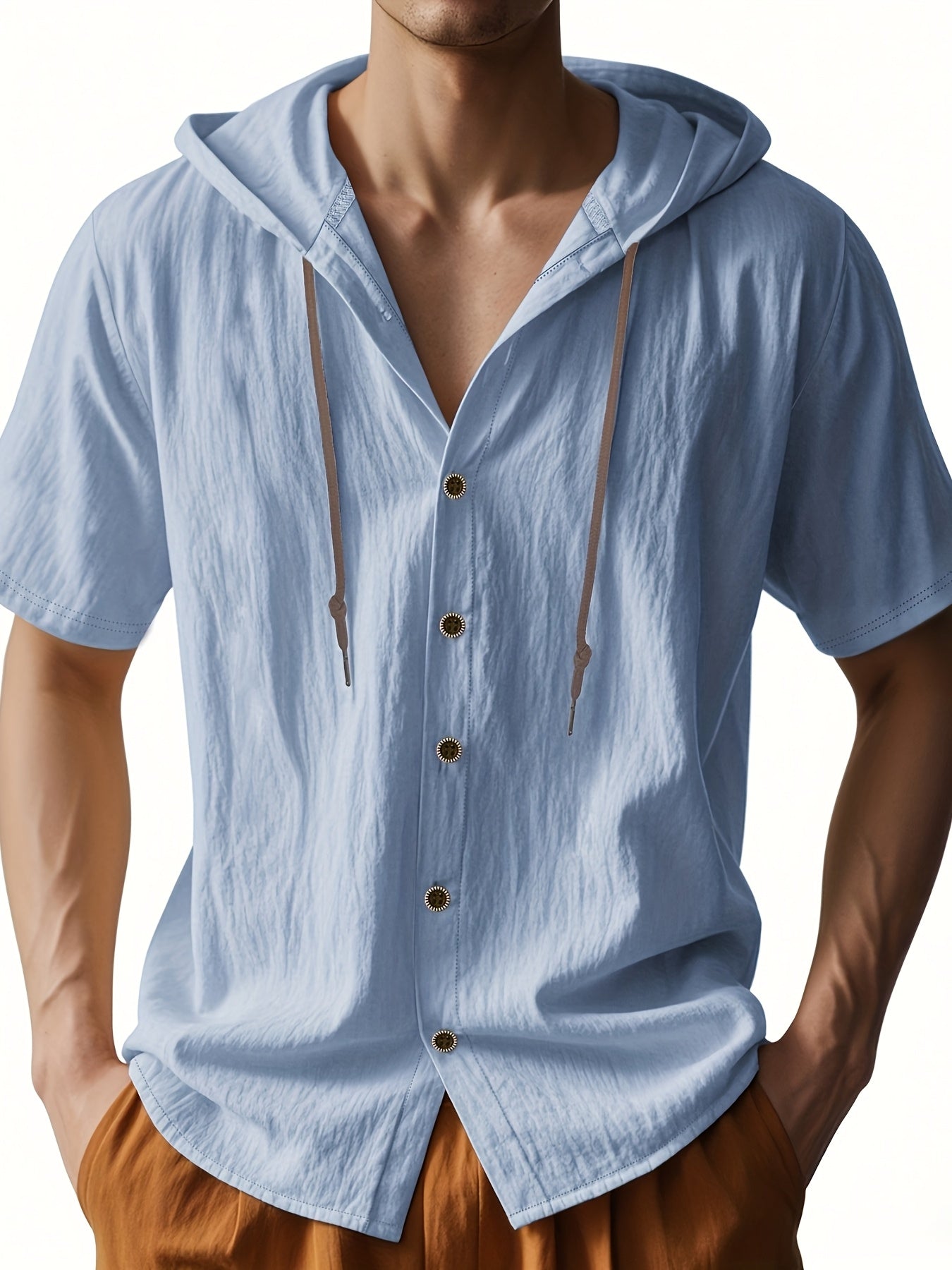 Heren - Lichtgewicht Hemd met Capuchon - Ademend Linnen - Casual en Comfortabel - ZOMERSTIJL