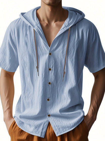 Heren - Lichtgewicht Hemd met Capuchon - Ademend Linnen - Casual en Comfortabel - ZOMERSTIJL