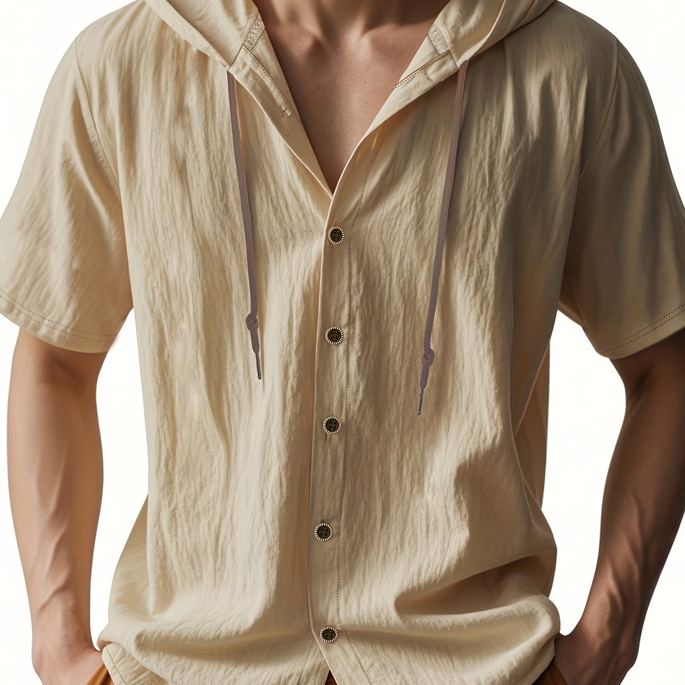 Heren - Lichtgewicht Hemd met Capuchon - Ademend Linnen - Casual en Comfortabel - ZOMERSTIJL