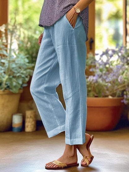 Vrouwen - Wijde Linnen Broek - Ademend en Comfortabel - Casual Zomeroutfit - LUCHTIGE LINNEN BROEK