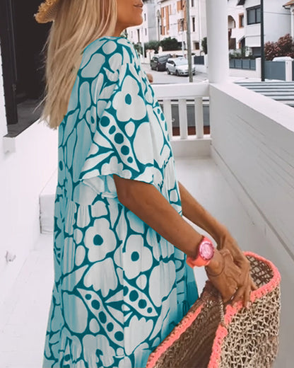 Luchtige Maxi-Jurk Met Abstracte Bloemenprint Voor Zomerse Vrijheid – MELANIA ARTISTIQUE