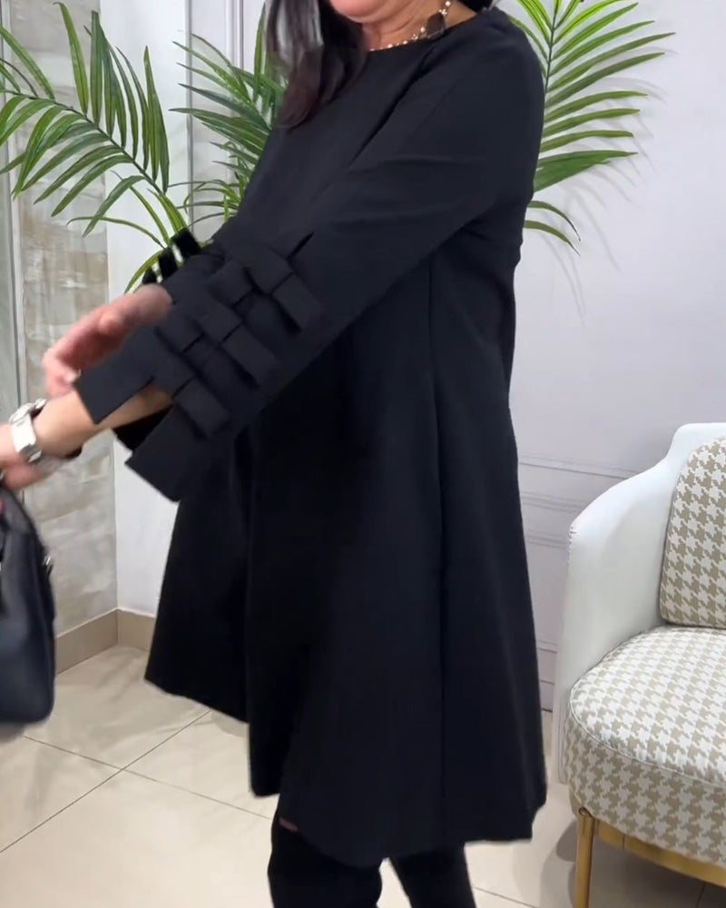 A-lijn Jurk Voor Vrouwen Met Speelse Mouwstrikdetails – MONIQUE ELEGANCE