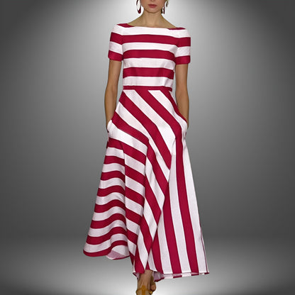 Vrouwen - A-lijn Midi Jurk - Korte Mouwen - Elegant Kantooroutfit - STIJL VOL