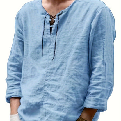 Mannen - Casual Hemd - Katoen-Linnen Mix - Lange Mouwen - Perfect voor Vrije Tijd - ARNE STYLING
