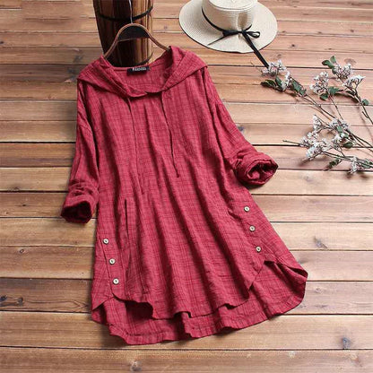 Luchtige linnen-katoen damesblouse met casual pasvorm – AlviniLoom