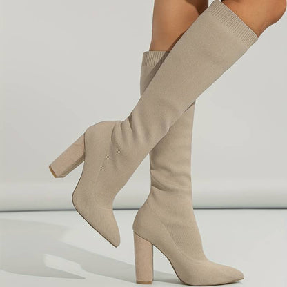 Kniehoge Soklaarzen - Dames - Blokhak Stretch - Winter Mode - Luna