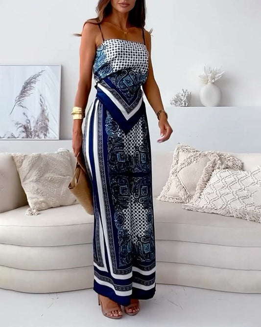 Vrouwen - Tweedelige Set - Comfortabele Stof - Zomer Outfit - STIJLVOLLE PAISLEY