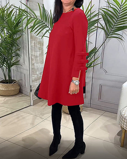 A-lijn Jurk Voor Vrouwen Met Speelse Mouwstrikdetails – MONIQUE ELEGANCE