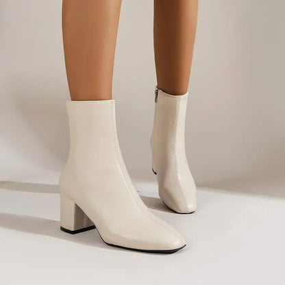 Enkellaars - Dames - Blokhak met Zijrits - Modieuze Schoenen - STIJL VOLGENDE