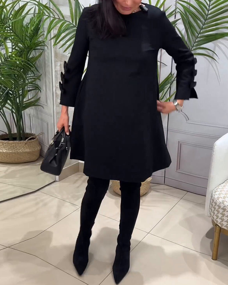 A-lijn Jurk Voor Vrouwen Met Speelse Mouwstrikdetails – MONIQUE ELEGANCE
