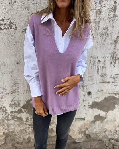 Mouwloze damestrui met relaxte pasvorm en zachte knit – NuvéaKnit