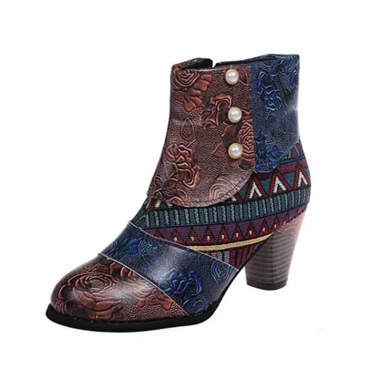 Vrouwen - Boho Patchwork Laarzen - Vegan Materialen - Retro Stijl - KLEURRIJK FLAIR