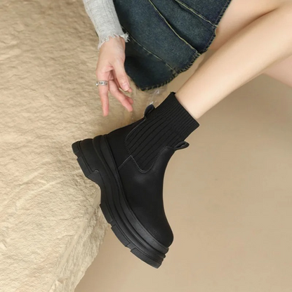 FELICIA - Dames Chelsea boots met rekbaar breisel detail