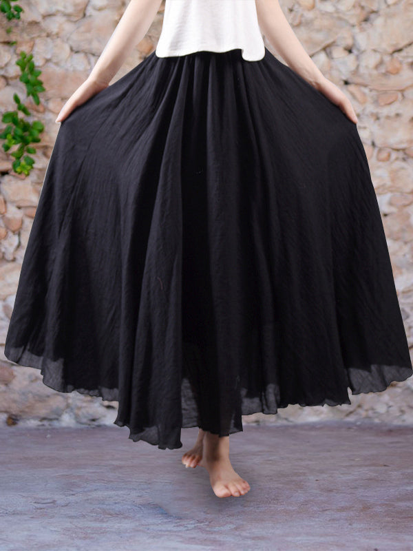 Linnen dames maxi-rok met elastische taille – Elowyn AirSkirt