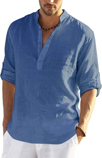 Heren - Casual T-shirt - Ademend Katoen-Linnen - Strand Kleding - Bence Henley