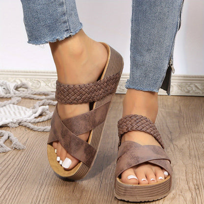 Dames - Instapsandalen - Kurk Sleehak - Comfortabele Zomerfootwear - VELMA SANDALEN