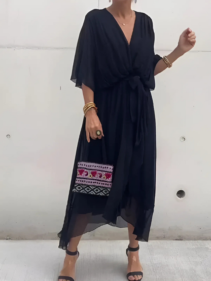 ALVINA – Elegante midi wikkeljurk die je silhouet omarmt