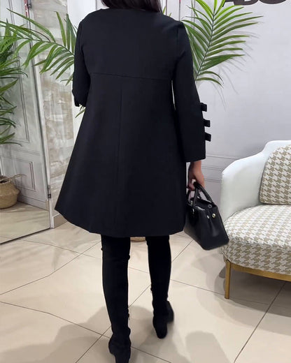 A-lijn Jurk Voor Vrouwen Met Speelse Mouwstrikdetails – MONIQUE ELEGANCE