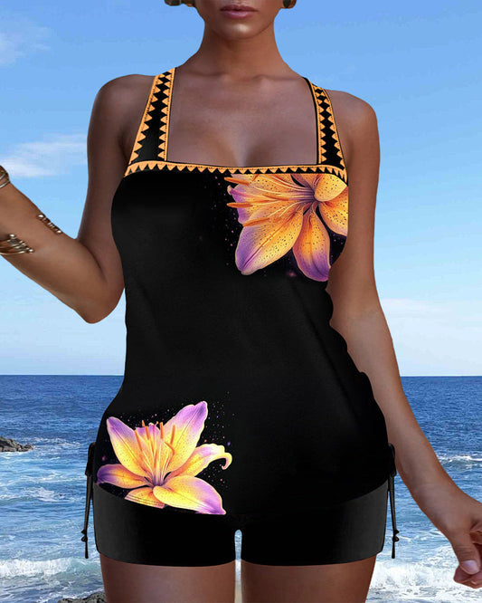 NAYLA – Casual Tweedelig Badpak met Print en Trekkoord