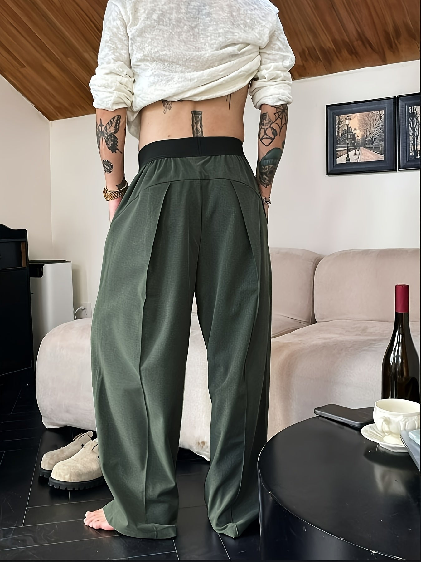 Mannen - Casual Loose Fit Herenbroek - Elastische Tailleband - Comfortabele Vrijetijdskleding - Stijlvolle Casual Broek