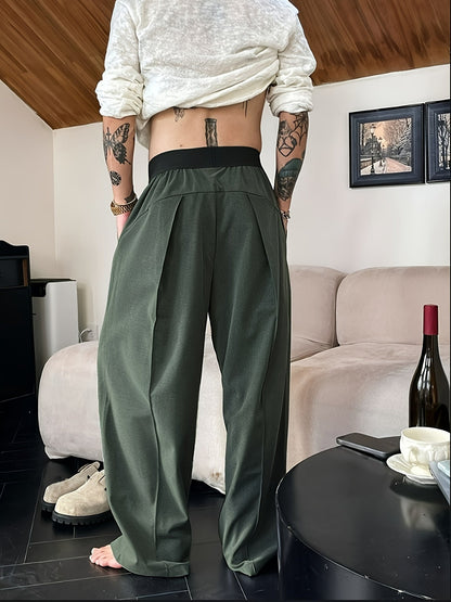 Mannen - Casual Loose Fit Herenbroek - Elastische Tailleband - Comfortabele Vrijetijdskleding - Stijlvolle Casual Broek