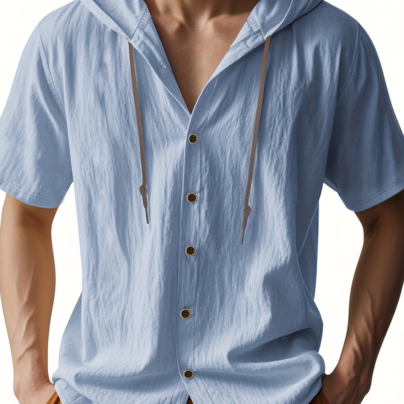 Heren - Lichtgewicht Hemd met Capuchon - Ademend Linnen - Casual en Comfortabel - ZOMERSTIJL