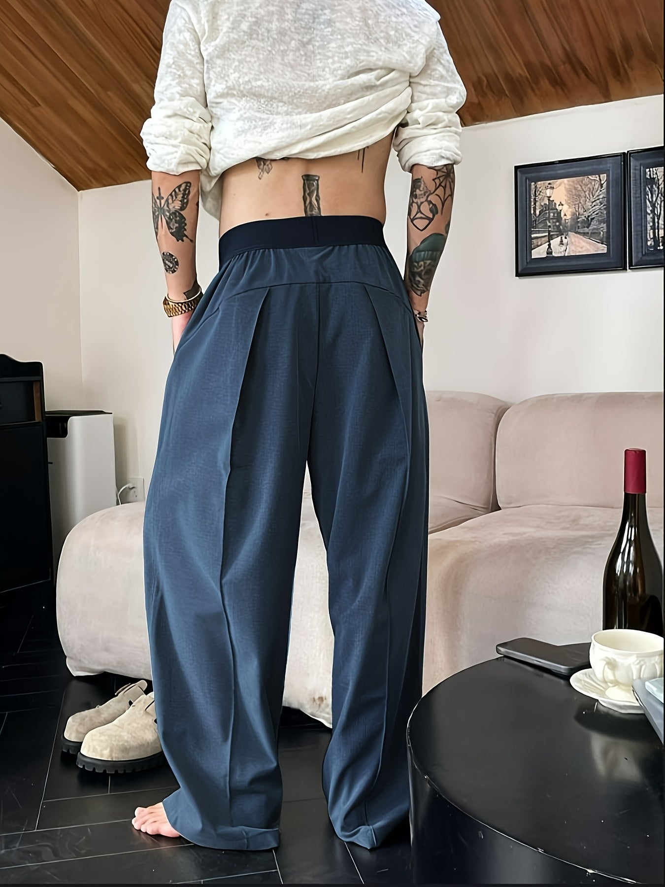 Mannen - Casual Loose Fit Herenbroek - Elastische Tailleband - Comfortabele Vrijetijdskleding - Stijlvolle Casual Broek