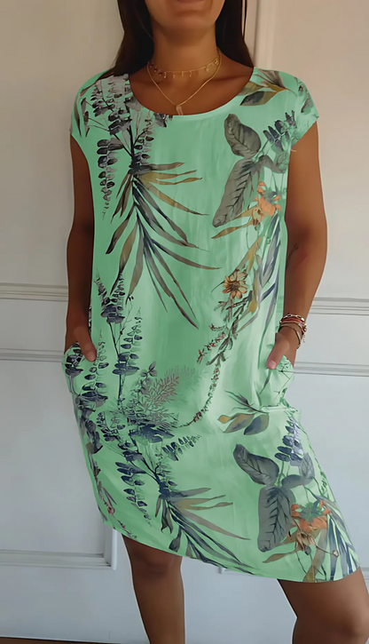 Vrouwelijke midi-jurk met bloemenprint en lange mouwen – NoreliaBloom