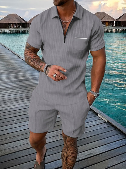 Heren - 2-delige Zomerpolo Set - Ademend Materiaal - Casual Outfit - ZOMERSTIJL
