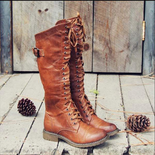 Kniehoge Dameslaarzen - Dames - Vintage Leer - Laars - Nova