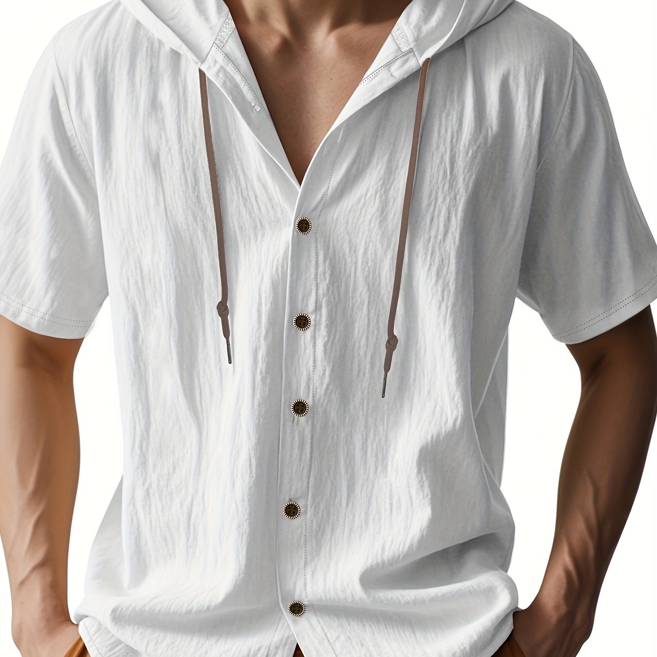 Heren - Lichtgewicht Hemd met Capuchon - Ademend Linnen - Casual en Comfortabel - ZOMERSTIJL