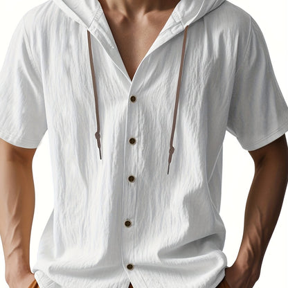Heren - Lichtgewicht Hemd met Capuchon - Ademend Linnen - Casual en Comfortabel - ZOMERSTIJL