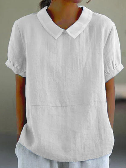 Losvallende damesblouse met colkraag en lange mouwen – EvieraSoft HighNeck