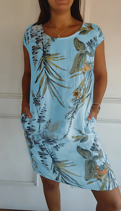 Vrouwelijke midi-jurk met bloemenprint en lange mouwen – NoreliaBloom