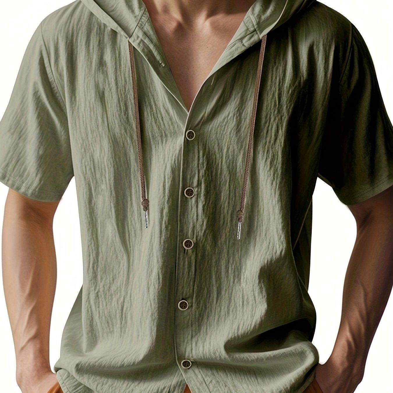 Heren - Lichtgewicht Hemd met Capuchon - Ademend Linnen - Casual en Comfortabel - ZOMERSTIJL