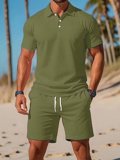 Heren - 2-Delig Zomers Polo en Shortset - Ademend Mesh - Casual Kleding - ZOMERSET EDGE