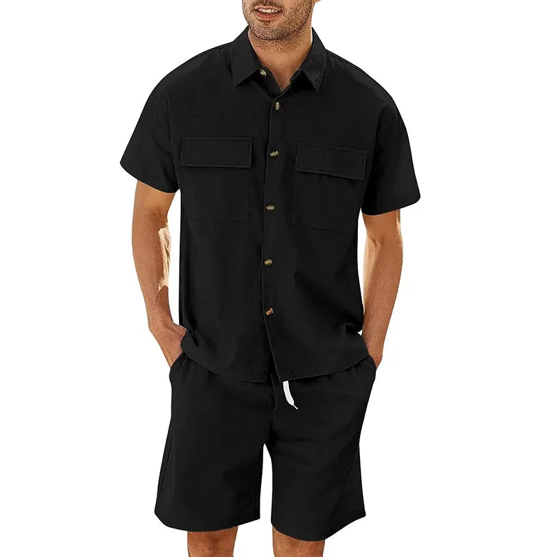 Casual tweedelige heren zomeroutfit met luchtige linnenlook – VaroSet Breeze