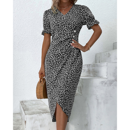Elegante wikkeljurk met V-hals en strikceintuur – Alureva WrapGrace