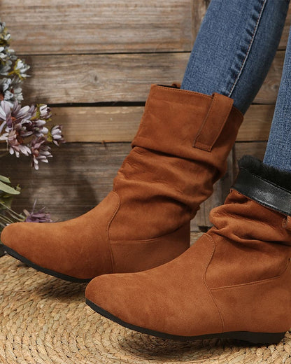 Enkellaarsjes - Vrouwen - Suede - Effen Kleur - Laarsjes