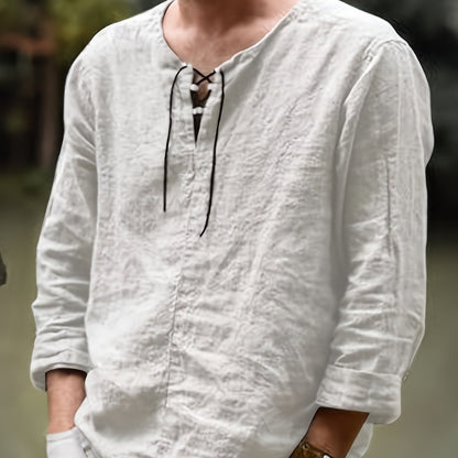 Mannen - Casual Hemd - Katoen-Linnen Mix - Lange Mouwen - Perfect voor Vrije Tijd - ARNE STYLING