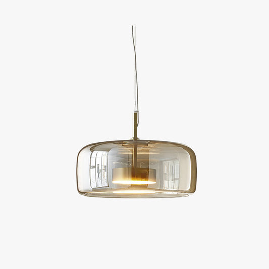 NOYA – Retro LED hanglamp in goud en amber voor een elegante touch