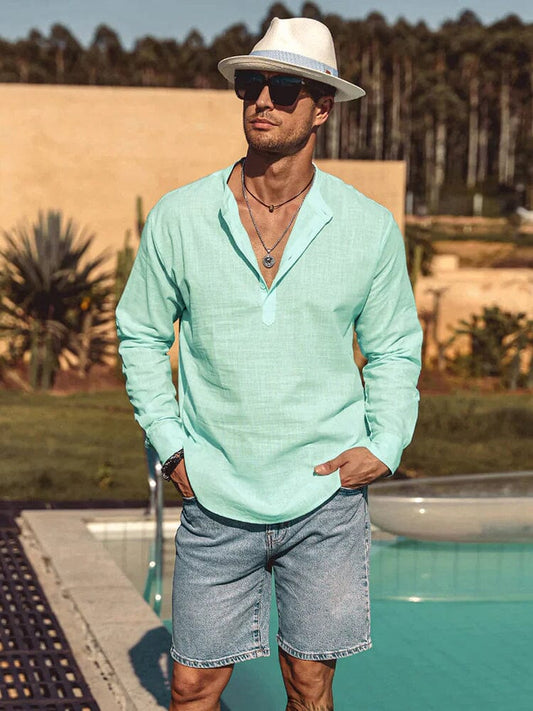 Heren - Casual T-shirt - Ademend Katoen-Linnen - Strand Kleding - Bence Henley