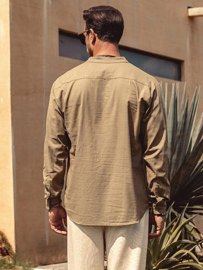 Heren - Ademend T-Shirt - Katoen Linnen Mix - Casual Strandkleding - BREEZE SHIRT