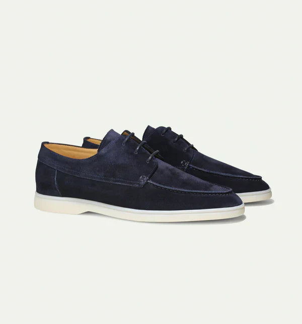 Heren - Leren Veterschoen - Suède Look - Elegante Stijl - REFINED STEP