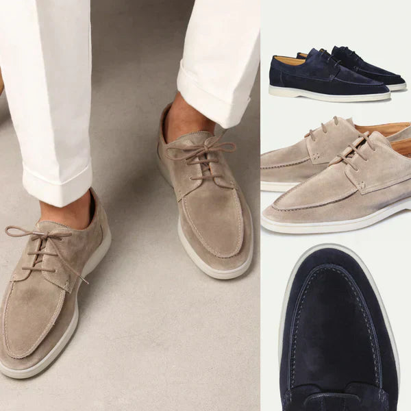 Heren - Leren Veterschoen - Suède Look - Elegante Stijl - REFINED STEP
