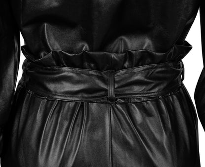 Stijlvolle PU jumpsuit met bindceintuur voor een trendy look – LumeaLicht