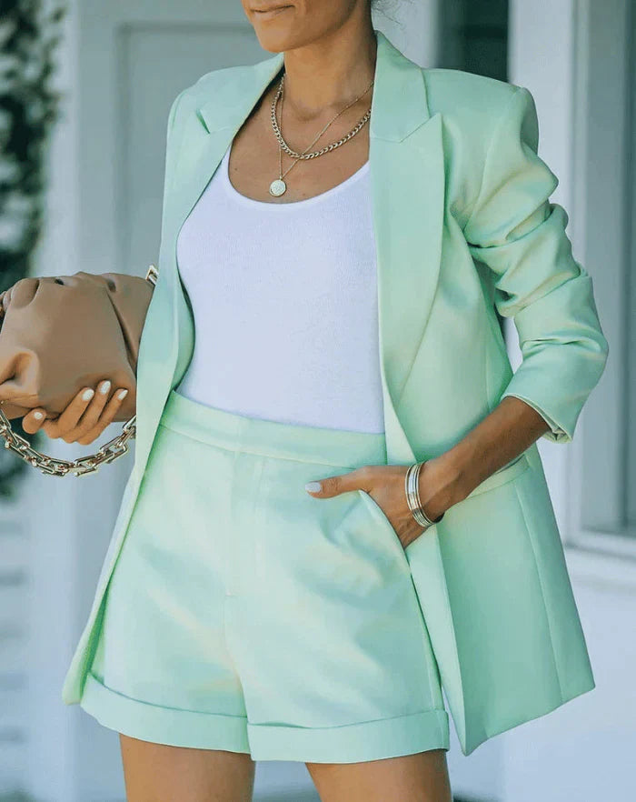 Amina | Dames Shortpak met Blazer en Rechte Pijp voor Zomer 0