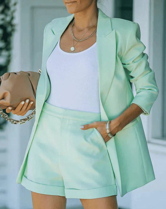 Amina | Dames Shortpak met Blazer en Rechte Pijp voor Zomer 0