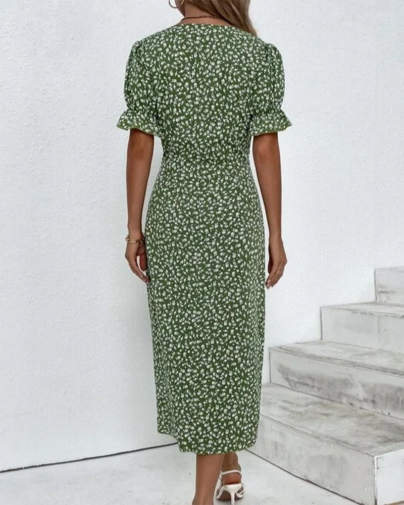 Vrouwen - Gebloemde Midi-Jurk - Lichtgewicht Stof - Elegante Zomerjurk - CINTIA MIDI