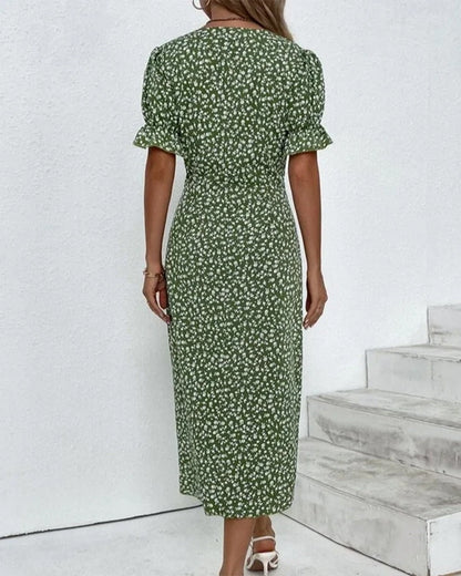 Vrouwen - Gebloemde Midi-Jurk - Lichtgewicht Stof - Elegante Zomerjurk - CINTIA MIDI